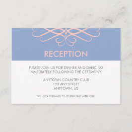 Cartão De Informações Rosa Quartzo e Azul, Casamento com Elegantes Enfei