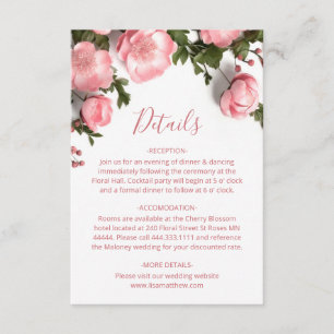 Cartão De Informações Rosas 3D Flores Silvestres Brancas