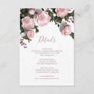 Cartão De Informações Rosas 3D Flores Silvestres Brancas
