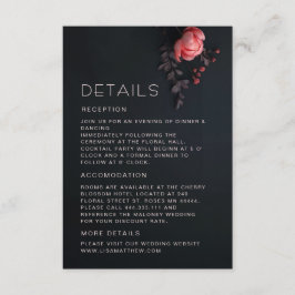 Cartão De Informações Rosas 3D Flores Silvestres Escuro Sombrio