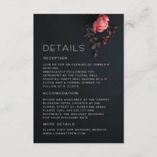 Cartão De Informações Rosas 3D Flores Silvestres Escuro Sombrio