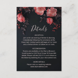 Cartão De Informações Rosas 3D Flores Silvestres Sombrio