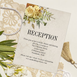 Cartão De Informações Rosas Amarelas Recepção de Casamento Boho Chic