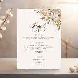 Cartão De Informações Rosas Botânicas Rústicas de Outono Script