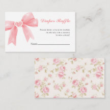 Rosas com laço rosa chá de bebê Diaper Raffle