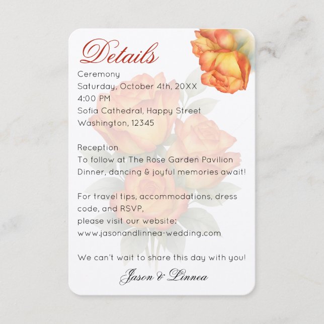 Cartão De Informações Rosas de Aquarela Elegantes Pastel Pétalas (Frente)