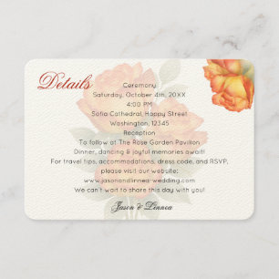 Cartão De Informações Rosas de Aquarela Elegantes Pastel Pétalas
