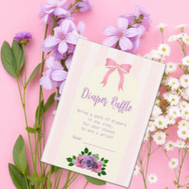 Cartão De Informações Rosas de jardim, Raffle Chá de fraldas rosa