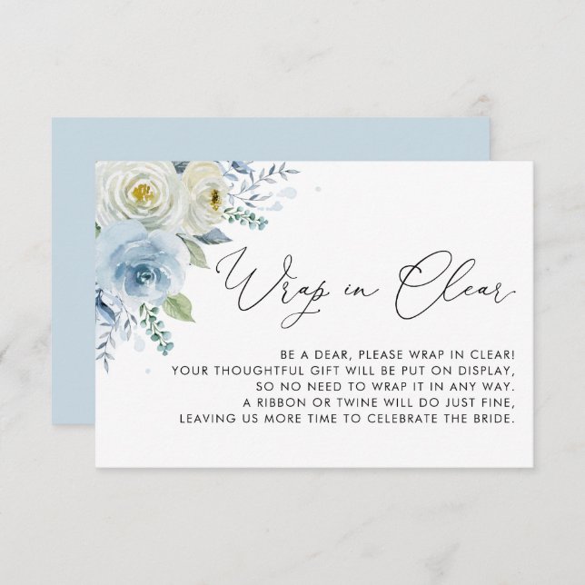 Cartão De Informações Rosas de maré azul e marfim enrolam-se (Frente/Verso)