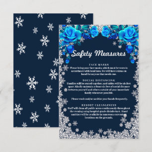 Cartão De Informações Rosas Floco de Neve Azul Brilhante Medida de Segur