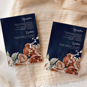 Cartão De Informações Rosas Laranja Queimada Detalhes do Casamento Terra