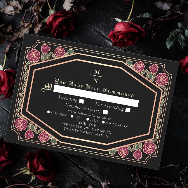 Cartão De Informações Rosas Pretas Vitorianas Góticas Espinhos Resposta  (Criador carregado)