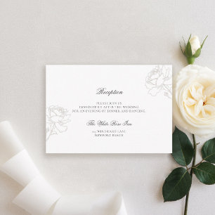 Cartão De Informações Rosas Rich Ivory Black Tie Recepção de casamento