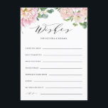Cartão De Informações Rosas Rosa-Esbranquiçadas Conselho de Casamento e<br><div class="desc">Dar conselhos e bons votos aos recém-casados com estes bonito cartões de casamento florais. Ele apresenta ilustrações de watecolor de rosas de jardim,  hydrangeas e buquês de eucalipto com um roteiro elegante. Personalize adicionando nomes e outros detalhes. Estes cartões cor-de-rosa pincelados são perfeitos para casamentos de primavera e jardim.</div>