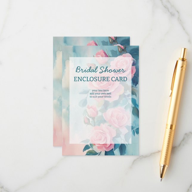 Cartão De Informações Rosas Rosa pintando Chá de panela PERSONALIZADO (Frente/Verso In Situ)