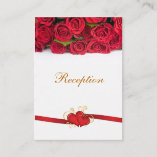 Cartão De Informações Rosas vermelhas e recepção de casamento dos