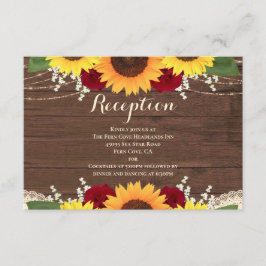 Cartão De Informações Rosas vermelhas Rústicas de Madeira Girassóis