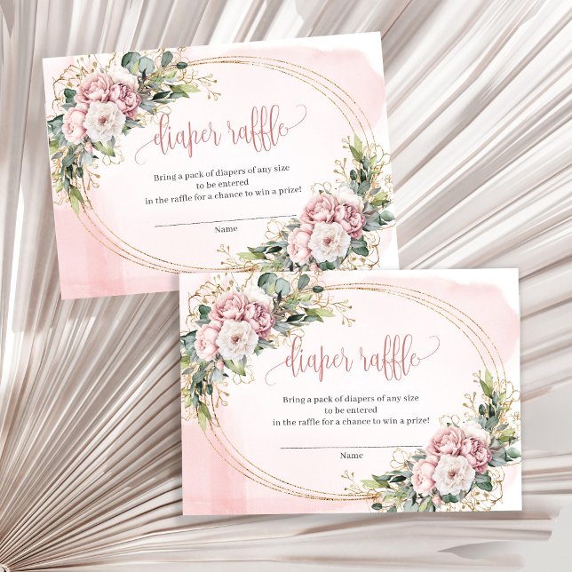 Cartão De Informações Rose Gold Flowers Eucalyptus Baby Girl Raffle Card (Rose Gold Flowers Eucalyptus Baby Girl Raffle Card)
