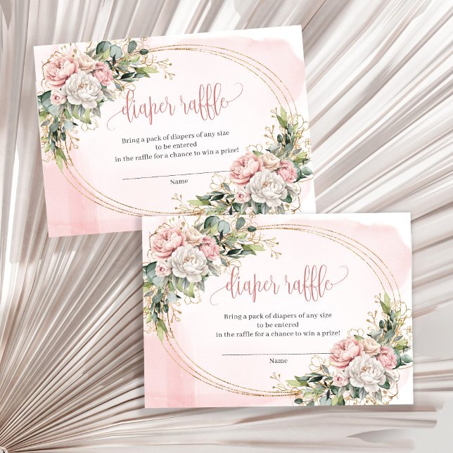 Cartão De Informações Rose Gold Flowers Eucalyptus Baby Girl Raffle Slip (Rose Gold Flowers Eucalyptus Baby Girl Raffle Slip)