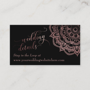 Cartão De Informações Rosegold Mandala Black Pormenores do Casamento Ins