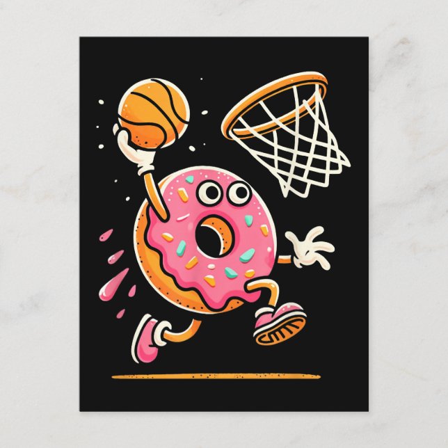 Cartão De Informações Rosquinha Engraçada de Basquete Comida Campeã Espo (Frente)
