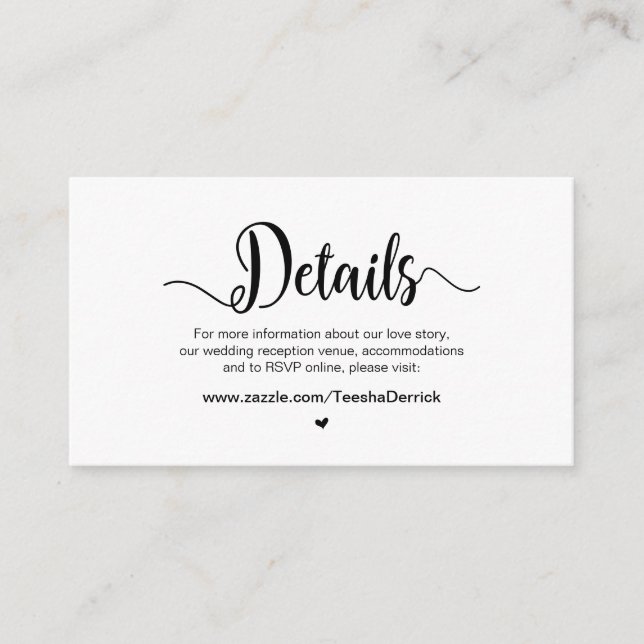 Cartão De Informações Roteiro de Fazenda Russo, Detalhes do Casamento (Frente)