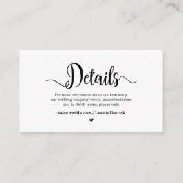 Cartão De Informações Roteiro de Fazenda Russo, Detalhes do Casamento