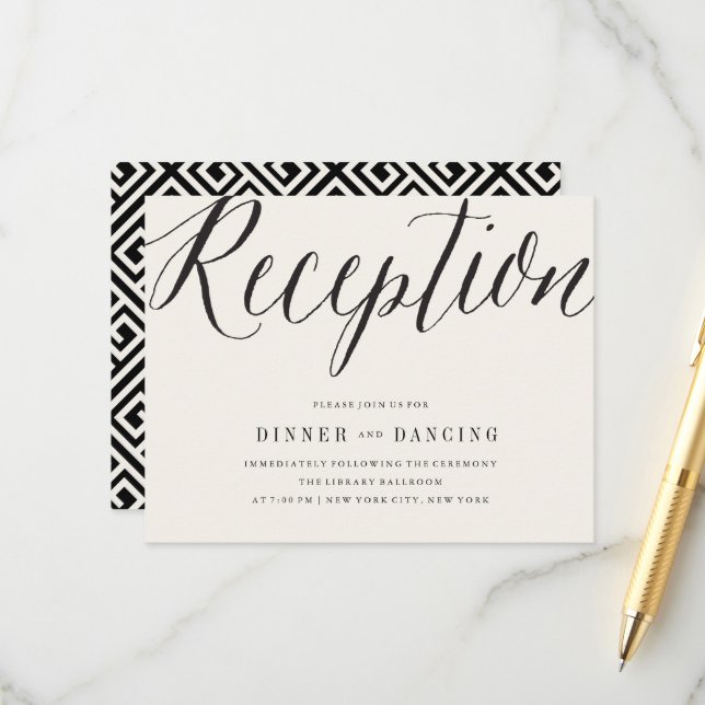 Cartão De Informações Roteiro Simples Clássico Recepção de Casamento Mod (Frente/Verso In Situ)