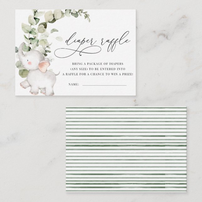 Cartão De Informações Rótulo Eucalyptus Fralda Elefante Neutro Sexo (Frente/Verso)