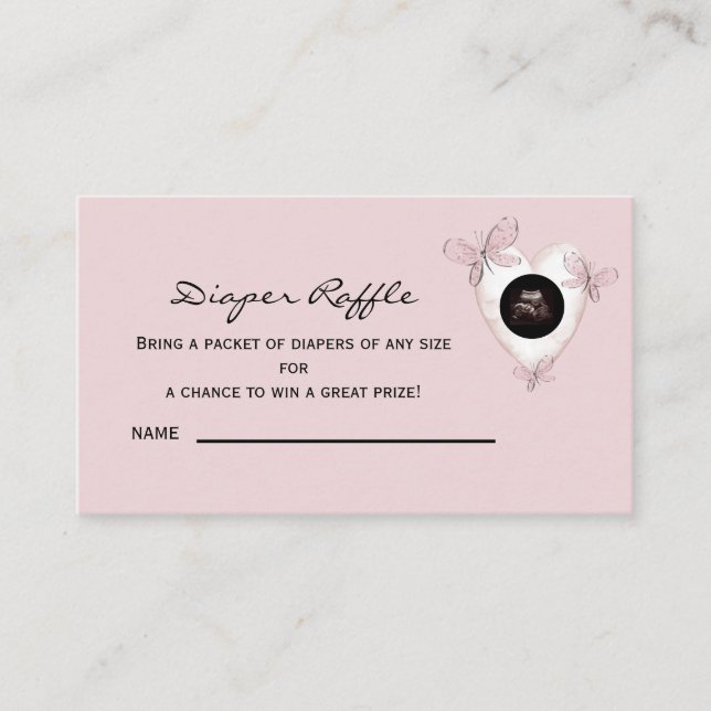 Cartão De Informações Rótulo Ultrassom Fralda Dusty Rosa Raffle (Frente)