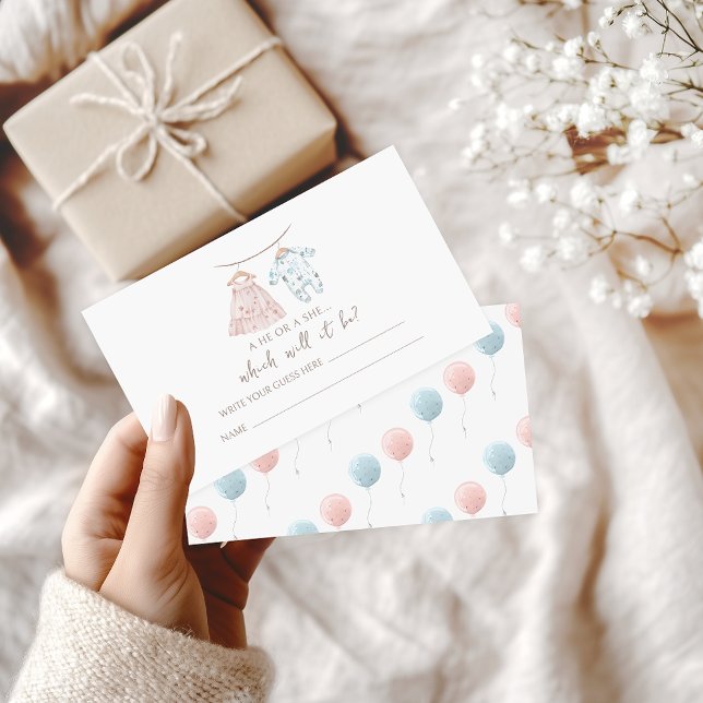 Cartão De Informações Roupas de Bebê Azul Rosa Gênero Revelam Jogo de Ad (Criador carregado)