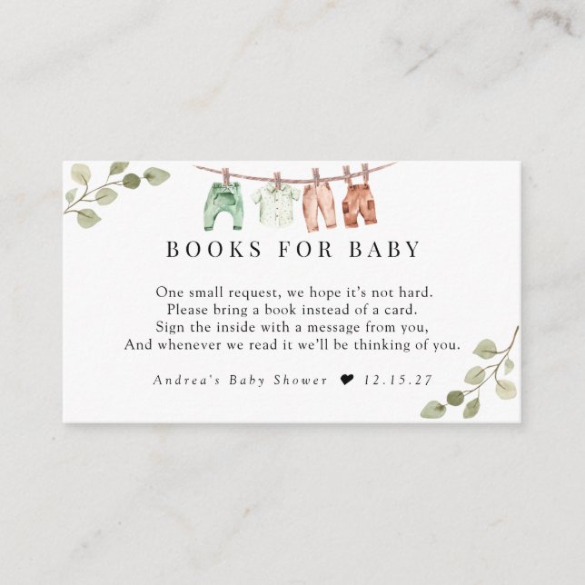 Cartão De Informações Roupas De Bebê De Aquarela | Livros Para Bebê (Frente)