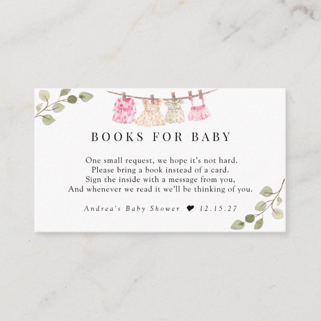 Cartão De Informações Roupas De Bebê De Aquarela | Livros Para Bebê (Frente)