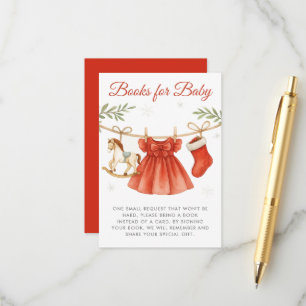 Cartão De Informações Roupas de Natal para Churrasco de Bebê Livros para