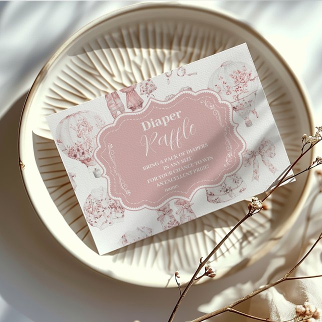 Cartão De Informações Roupas Rosa Toile De Jouy Diapper Raffle (Criador carregado)