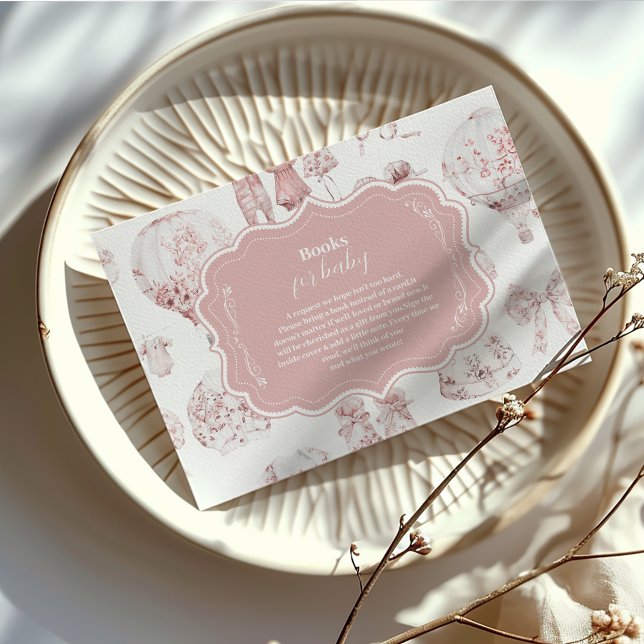 Cartão De Informações Roupas Rosa Toile De Jouy  Livros para Bebê (Criador carregado)