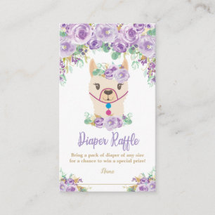 Cartão De Informações Roxo Floral Chá de fraldas Llama Raffle