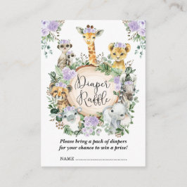 Cartão De Informações Roxo Floral Safari Fralda da Selva