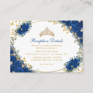 Cartão De Informações Royal Blue Golden Butterflies Quinceañera 