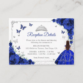 Cartão De Informações Royal Blue Silver Quincenarea Reception Details