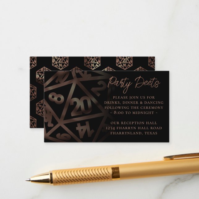 Cartão De Informações RPG Dice | Copper Fantasy Tabletop Gamer Recepção (Frente/Verso In Situ)