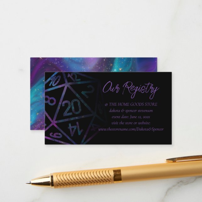 Cartão De Informações RPG Dice | Nebula Fantasy Tabletop Gamer Registry (Frente/Verso In Situ)