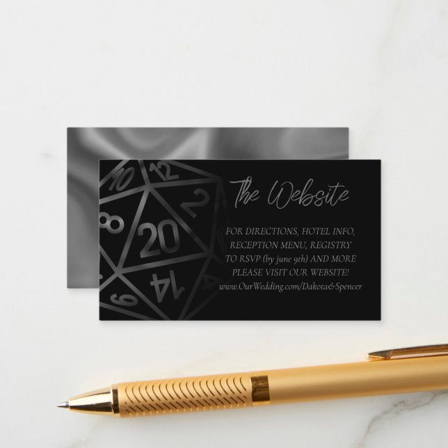 Cartão De Informações RPG Dice | Site do Fantasy Retro Tabletop Gamer (Frente/Verso In Situ)