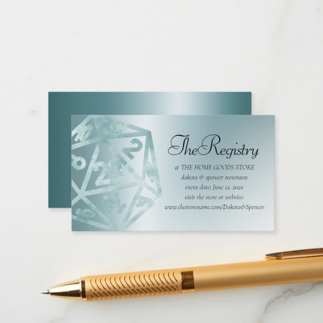 Cartão De Informações RPG Luxe | Aqua Fantasy Tabletop Gamer Registry (Frente/Verso In Situ)