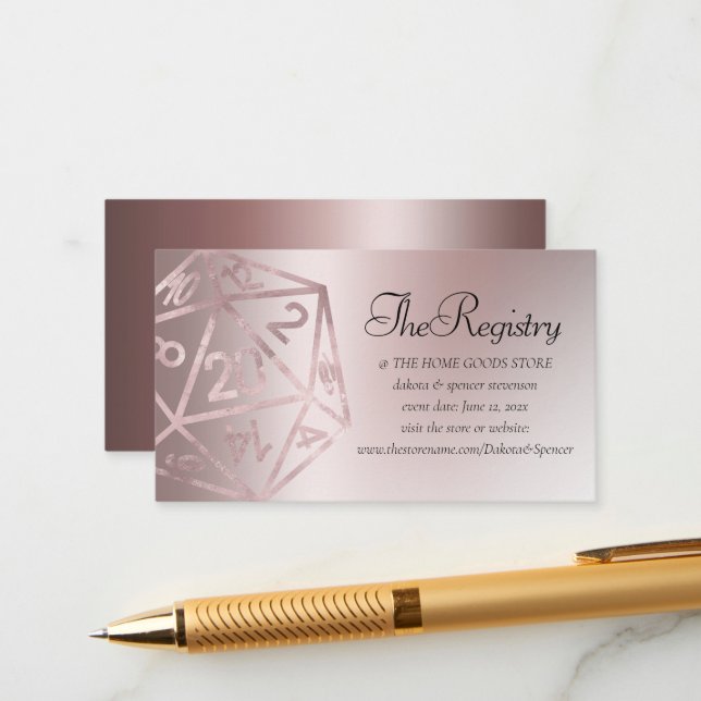 Cartão De Informações RPG Luxe | Mauve Fantasy Tabletop Gamer Registry (Frente/Verso In Situ)