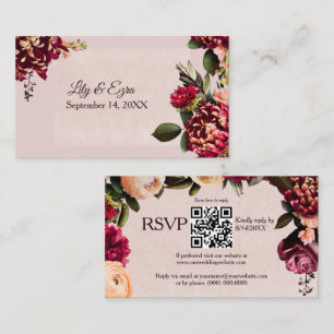 Cartão De Informações RSVP Blush e Burgundy