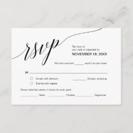 Cartão De Informações RSVP Clássico Elegante, Fonte Preta, Responder