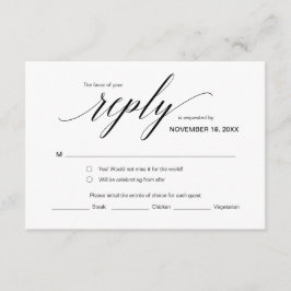 Cartão De Informações RSVP Clássico Elegante, Fonte Preta, Responder