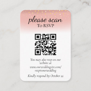 Cartão De Informações RSVP com brilho rosa moderno com código QR