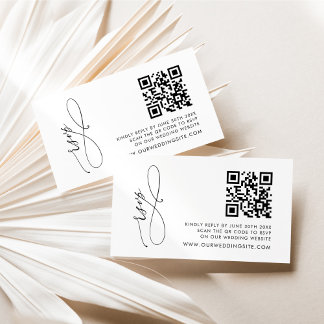 Cartão De Informações RSVP com Código QR Moderno Preto e Branco Simples